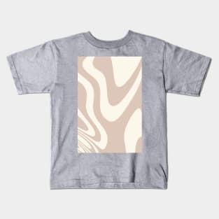 Beige Swirl Fluid Abstract Design Kids T-Shirt